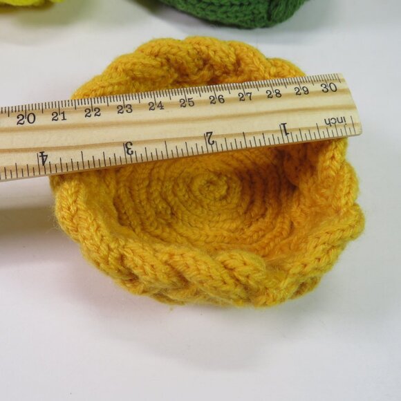 Fall (3) Baskets hand knit & woven Round Orange, Yellow, Green Organic Modern - Picture 6 of 13